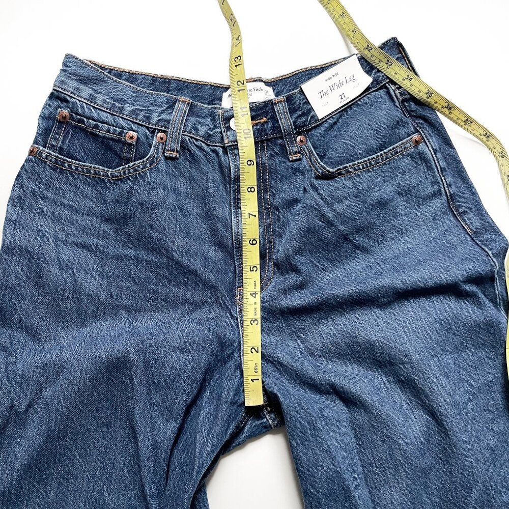 Abercrombie High Rise Wide Leg Jeans Medium Dark Size 27 NEW NWT - Picture 8 of 10